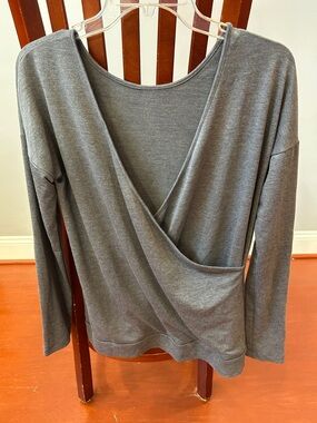 New York & Company Charcoal Gray Wrap-Front Long Sleeve Tunic